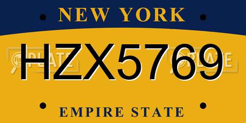 HZX5769 New York License Plate