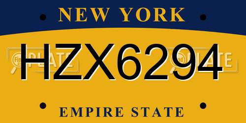 HZX6294 New York License Plate