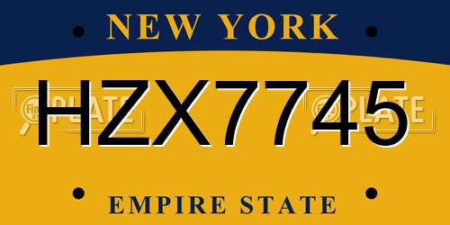 HZX7745 New York License Plate
