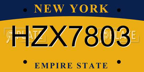 HZX7803 New York License Plate