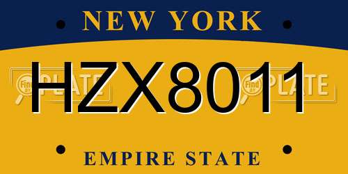 HZX8011 New York License Plate