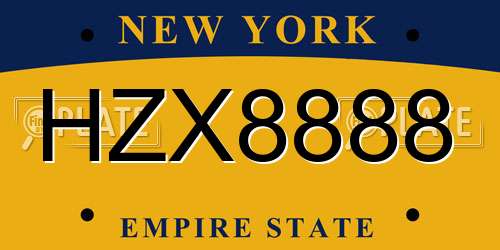 HZX8888 New York License Plate