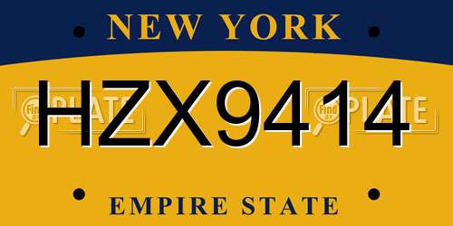 HZX9414 New York License Plate