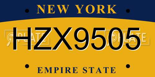 HZX9505 New York License Plate