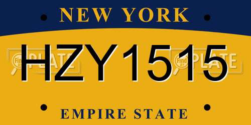 HZY1515 New York License Plate