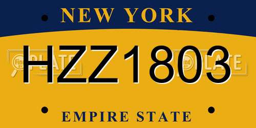 HZZ1803 New York License Plate