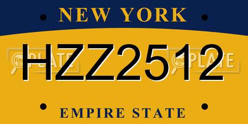 HZZ2512 New York License Plate
