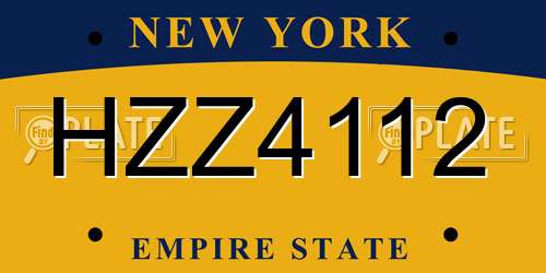 HZZ4112 New York License Plate