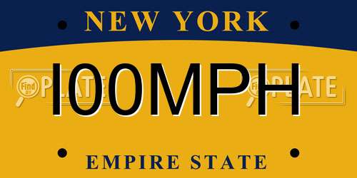 I00MPH New York License Plate