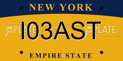 I03AST New York License Plate