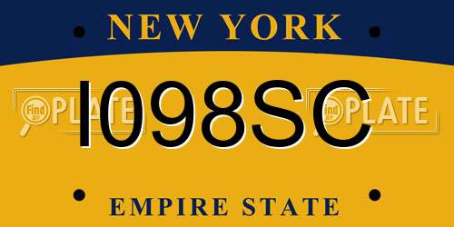 I098SC New York License Plate