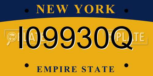 I09930Q New York License Plate