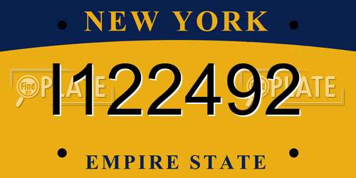 I122492 New York License Plate