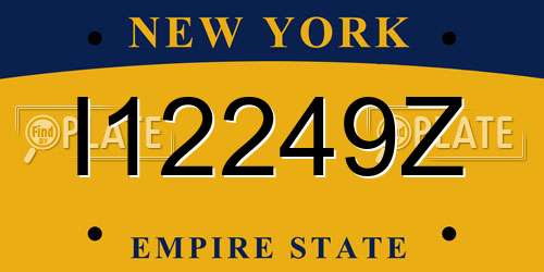 I12249Z New York License Plate
