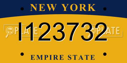 I123732 New York License Plate