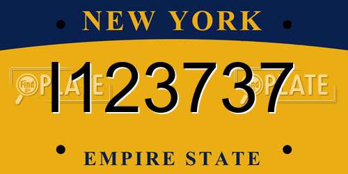 I123737 New York License Plate