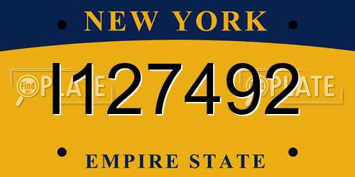 I127492 New York License Plate