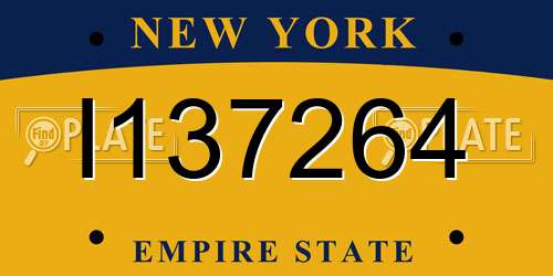 I137264 New York License Plate