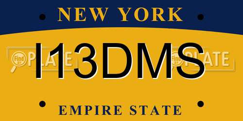 I13DMS New York License Plate