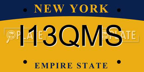 I13QMS New York License Plate