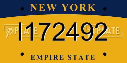 I172492 New York License Plate