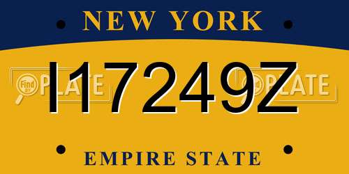 I17249Z New York License Plate