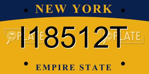 I18512T New York License Plate