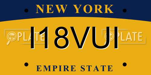 I18VUI New York License Plate