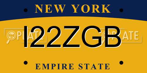 I22ZGB New York License Plate