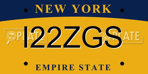 I22ZGS New York License Plate