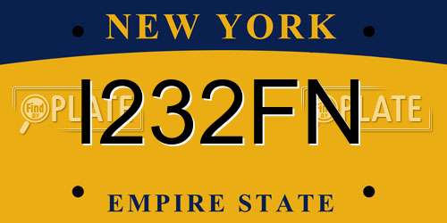I232FN New York License Plate