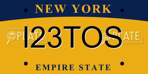 I23TOS New York License Plate