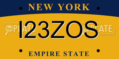 I23ZOS New York License Plate