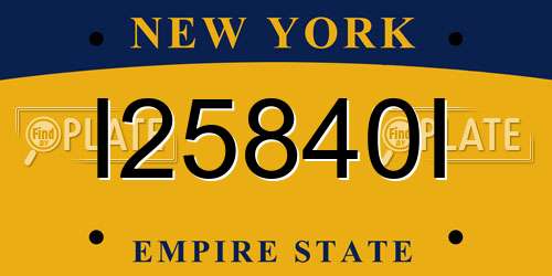 I25840I New York License Plate