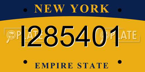 I285401 New York License Plate