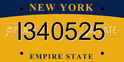 I340525 New York License Plate