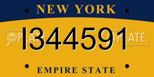 I344591 New York License Plate