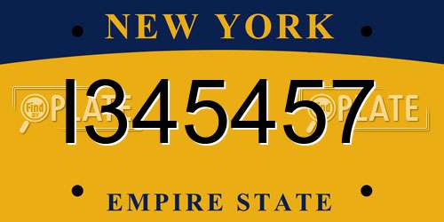 I345457 New York License Plate
