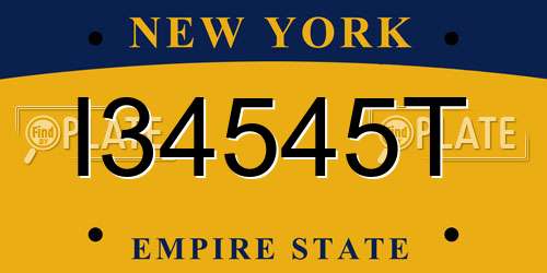 I34545T New York License Plate