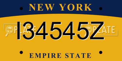 I34545Z New York License Plate
