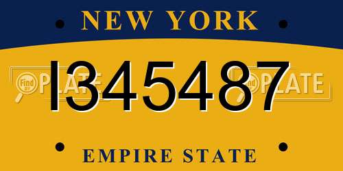 I345487 New York License Plate