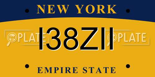 I38ZII New York License Plate