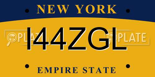 I44ZGL New York License Plate