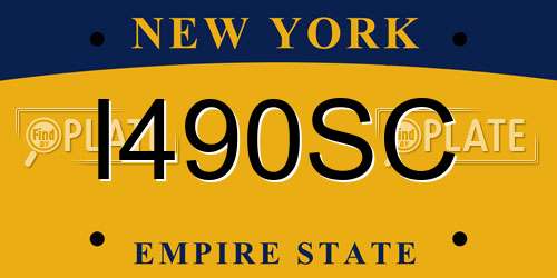 I490SC New York License Plate