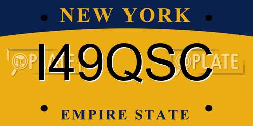 I49QSC New York License Plate