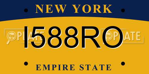 I588RO New York License Plate