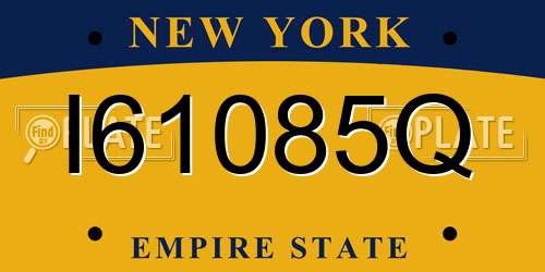 I61085Q New York License Plate