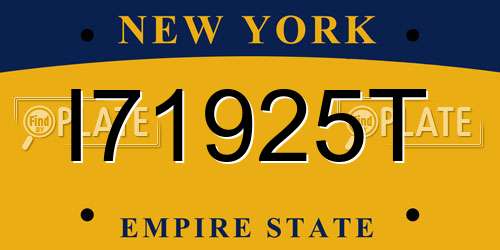 I71925T New York License Plate