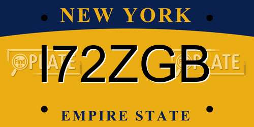 I72ZGB New York License Plate