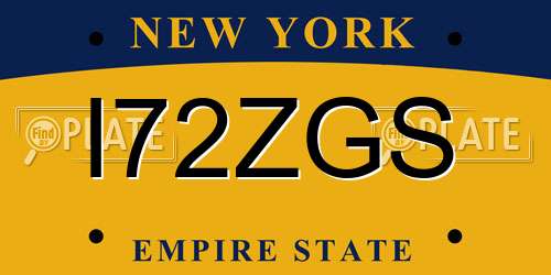 I72ZGS New York License Plate